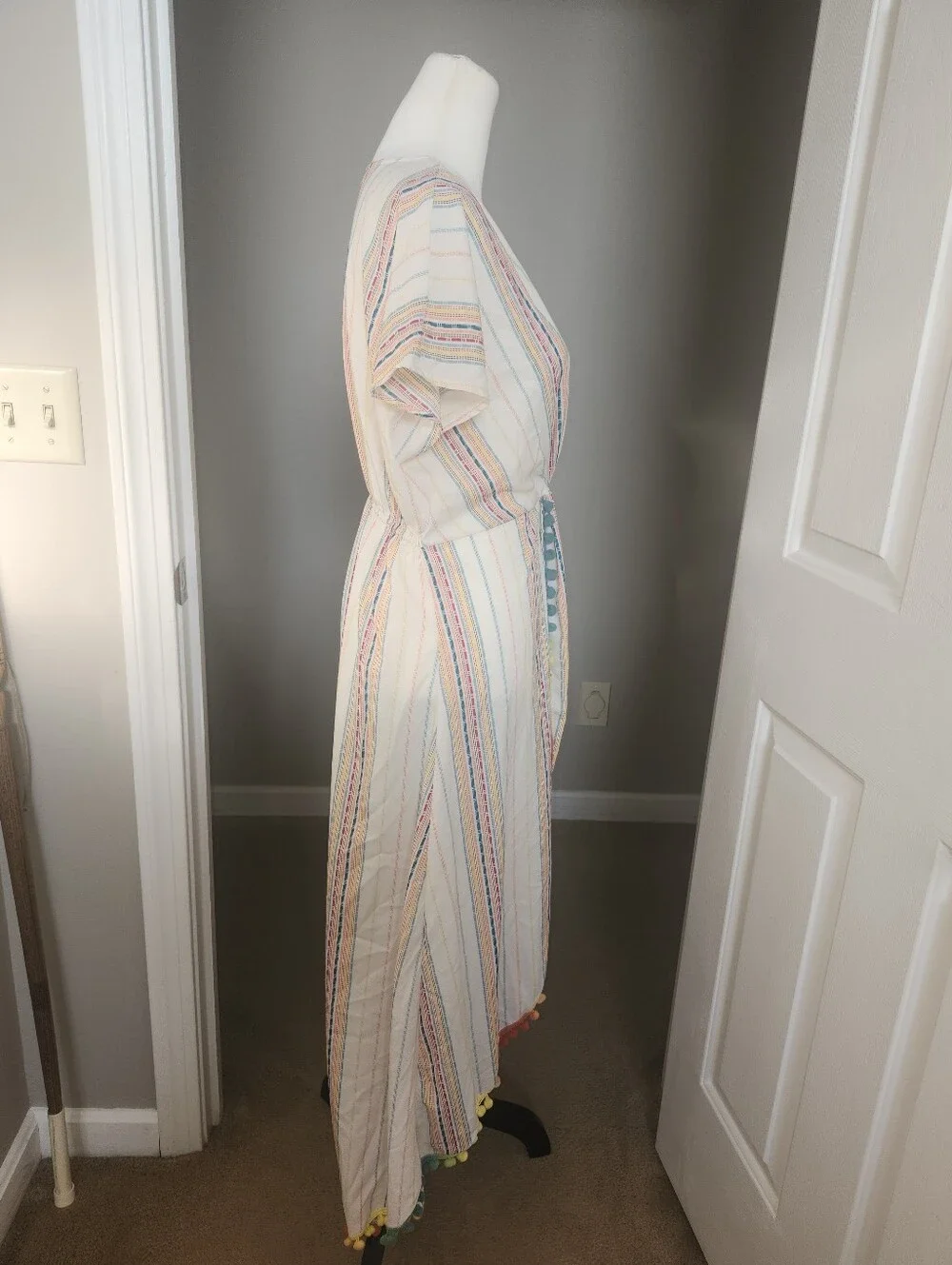 America & Beyond NWT Rainbow Striped Faux Wrap Dress, S